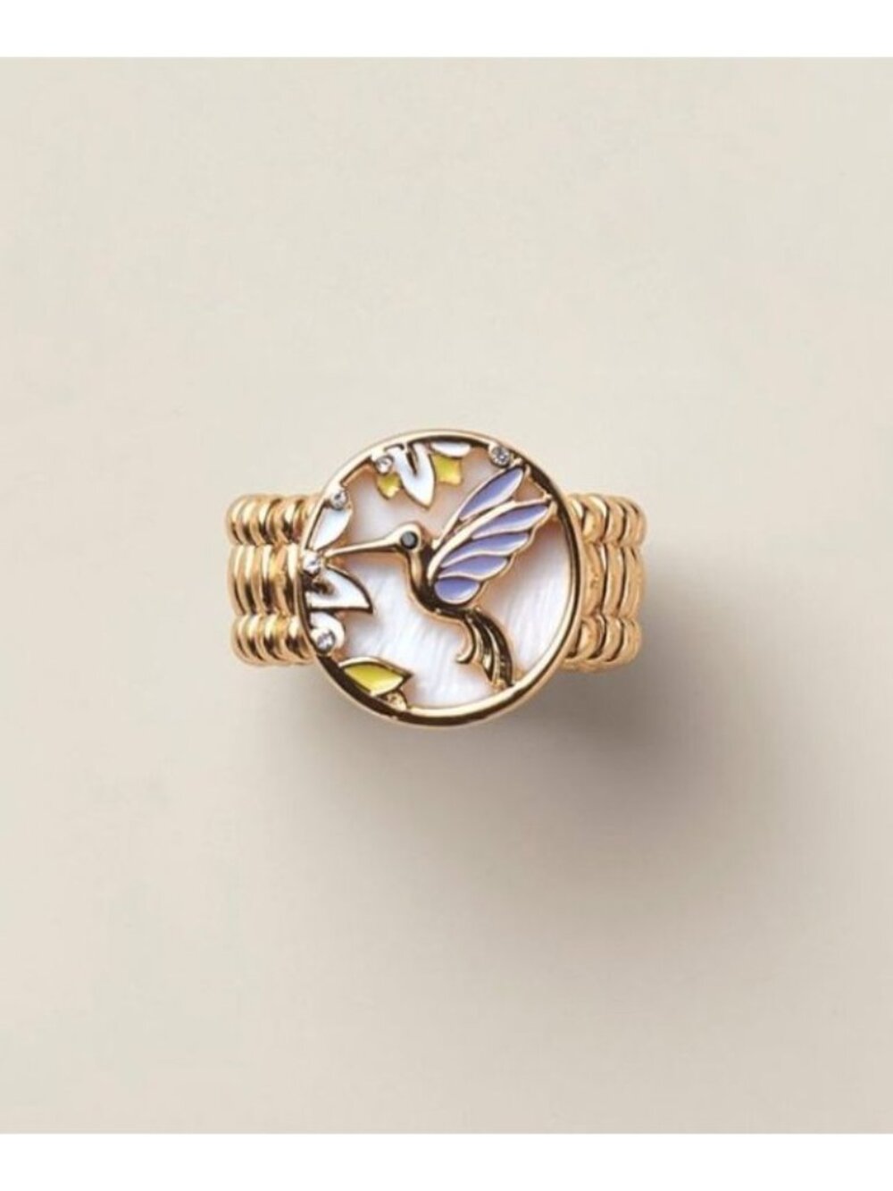 Avon Studio 1886 Spring Botanica Stretch Ring-Hummingbird-New In Box